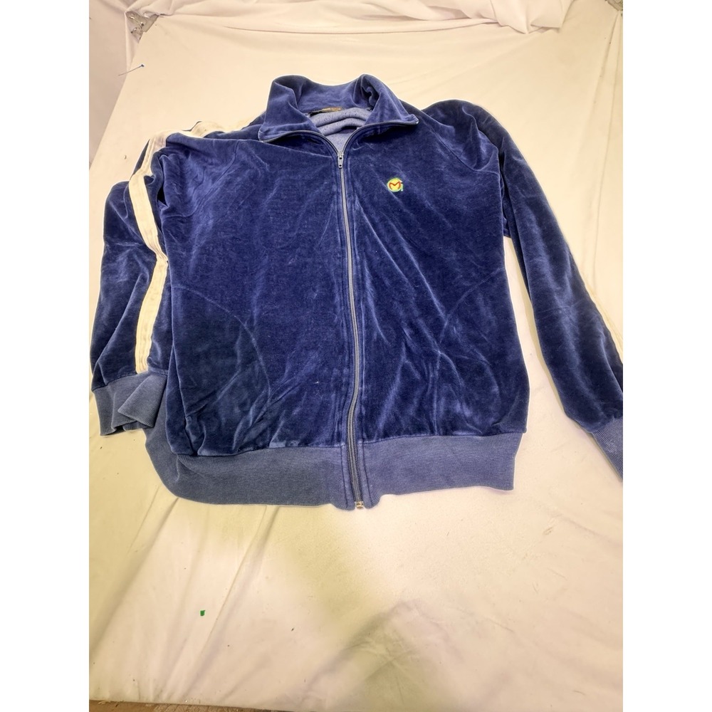 Vintage Track Suit Jacket Gino Marti Navy Blue 80's XL Made USA Gangster Mafia